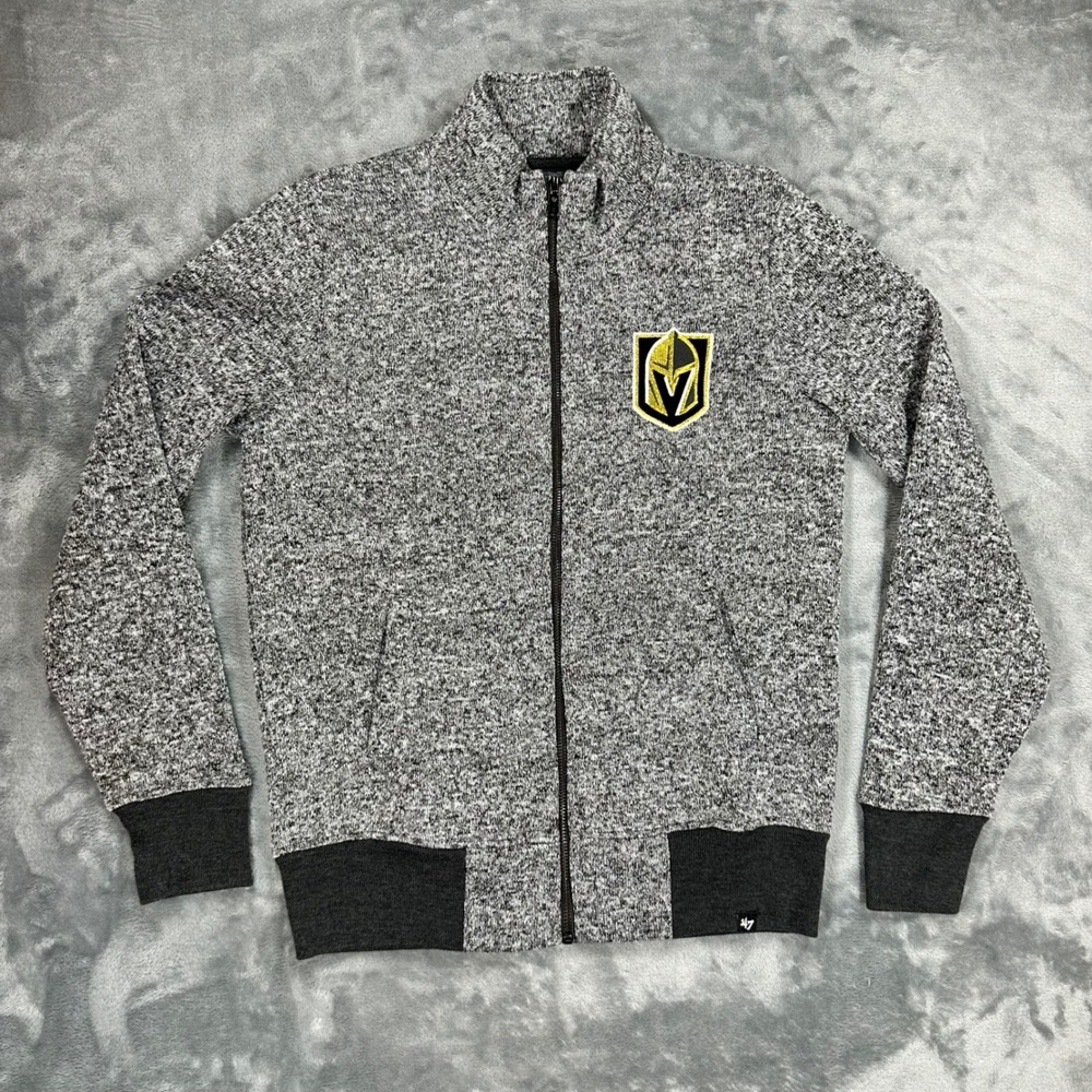 47 Brand Vegas Golden Knights NHL Jacket Mens Medium Gray Full Zip Marl Fleece